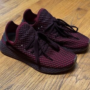 adidas Burgundy and Black Mesh Sneakers